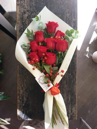 Bouquet 9 rose rosse