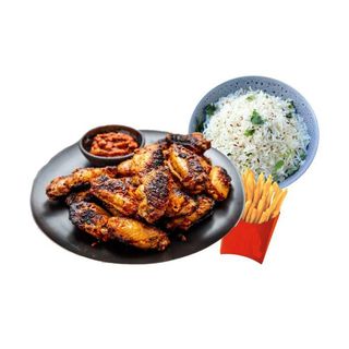 Asas de Frango + Arroz + Batata