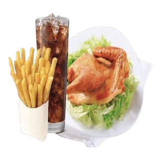 Menú Medio Pollo Con Patatas Fritas (Media Ración) Y Bebida (330 Ml.)