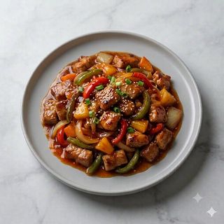 Maiale con funghi e bambu