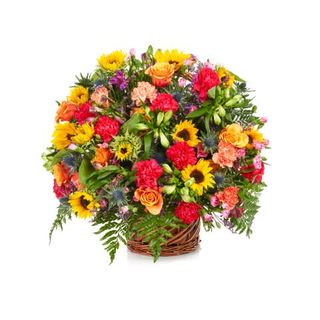 Kolorowy kosz 50 kwiatów