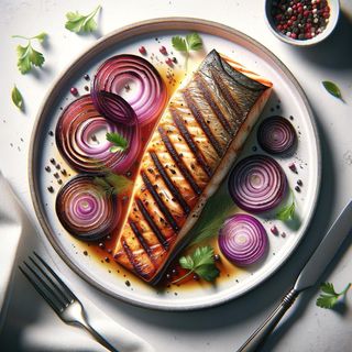 Filet z grilla z czerwoną cebulką