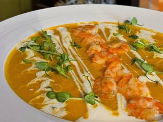 Гарбузовий крем суп креветкою