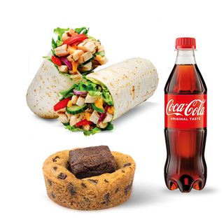 Zestaw wrap +ciasteczko brookie + napój