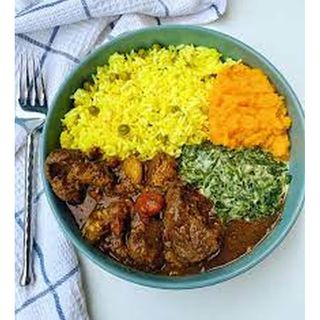 Beef Stew with Rice and Greens