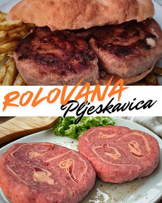 Rolovana pljeskavica sa sirom i prsutom