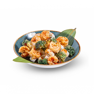 Langostinos con brocoli tempurizado [D]