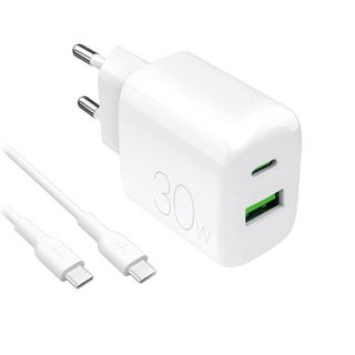 Kit Cargador De Pared Puro Pro Lite 30W + Cable Usb-A A Usb-C 1,2M Blanco - 8018417498671