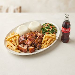 Platter 1 (1kg Pork + 2 Chips + 2 Ugali + Greens + 500ml Soda)