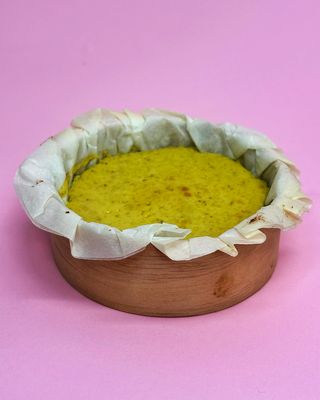 Mini tarta de queso con pistacho
