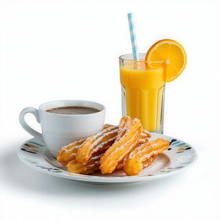 Chocolate Con Porras Y Zumo De Naranja