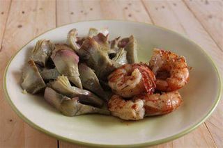 Gamberi con carciofi