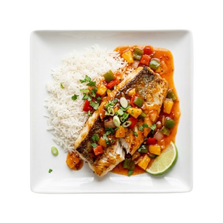 Arroz Blanco Con Pescado Agridulce