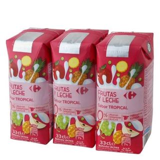 Zumo Frutas con Leche Tropical Carrefour Pack 3x33 Cl.