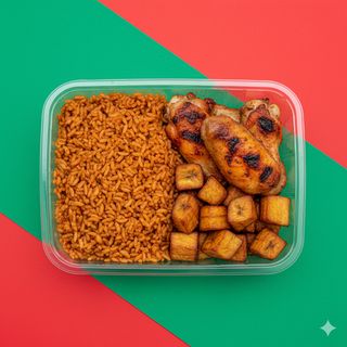 Jollof Rice + Chicken Wings + Plantain (2Pcs)