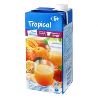 Zumo Tropical sin Azúcar Carrefour Brik 1 L.