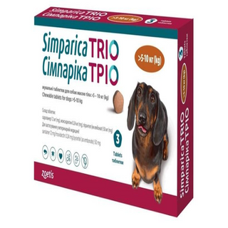 Сімпаріка ТРІО для собак 10-20кг, 1 таблетка