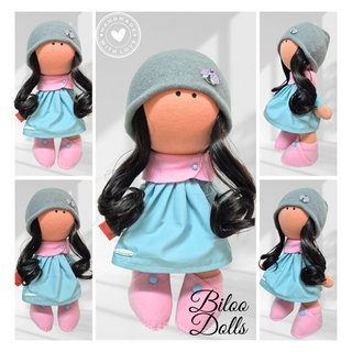 Papusa handmade BILOO-Ellis, inaltime 40 cm