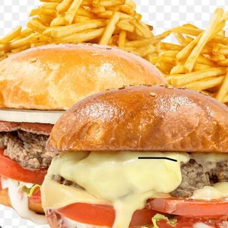 Menú 2 hamburguesas (pollo, filetes pescado), una patata y 2L refresco 