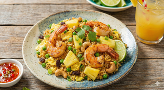 Riso con gamberi e ananas