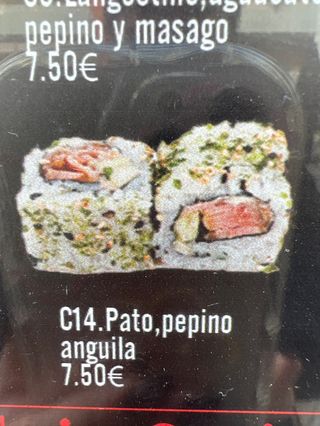 California De Pato Con Pepino Y Anguila (8 Pzs.)