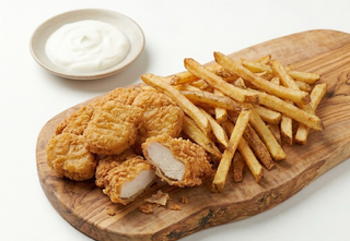 Nuggets de pui cu cartofi prăjiți