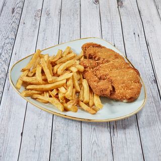 7. Cachopo (Beicon, Champiñones Y Queso) Con Patatas