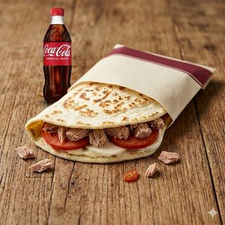 Tonno, pomodoro fresco, mozzarella fior di latte e maionese + bibita