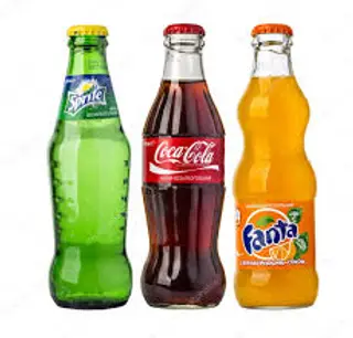 Coca-Cola, Fanta, Sprite в стеклянной бутылке