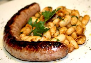 Butifarra Brasa con patas frita  o alcaliu