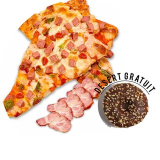 Pizza cu șuncă de curcan și ardei dulce 5 felii+ 1 desert gratuit