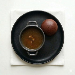 Beef Broth served with choco bun/cookies
