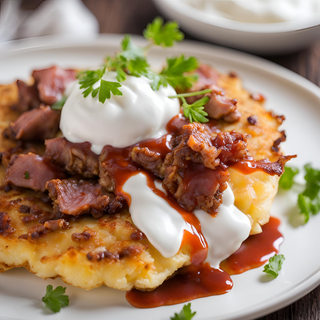 Placek po węgiersku podany z buraczkami. 