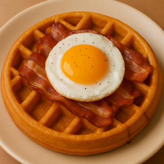 Gofre con bacon y huevo frito