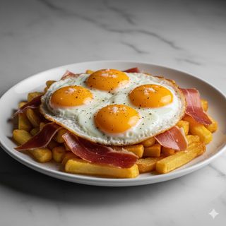Huevos rotos con jamón