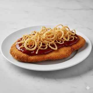 Milanesa XS con barbacoa y cebolla crocante