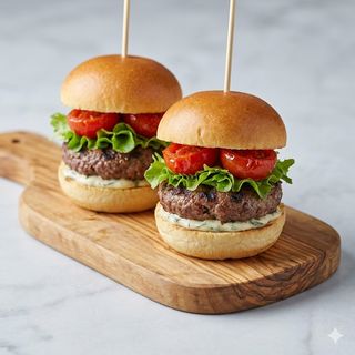 Mini hamburger di angus con maionese al rosmarino
