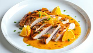 Пилешки бонфиленца с портокалов сос