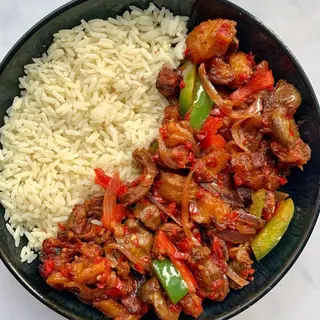 Gizdodo served with white rice