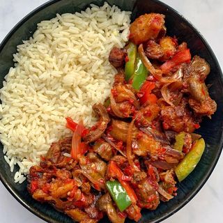 Gizdodo served with white rice