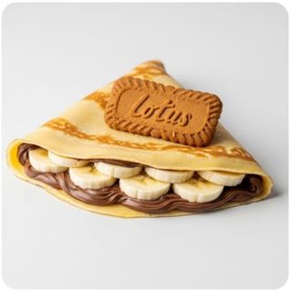 Crepe Nutella, banana, biscotto lotus 