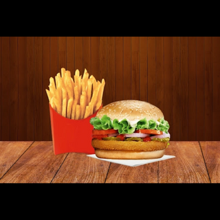 Menu hambúrguer de frango com ovo 