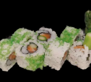 Uramaki maki de espárragos tobiko (8 uds.)