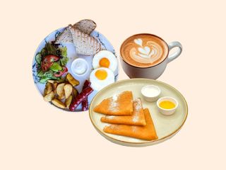 Деревенский завтрак + блины со сметаной + Капучино 0.3