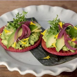 Beet Arepas with Avocado 