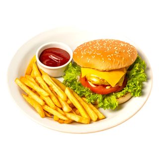 Бургер з куркою та картоплею фрі (240/80/30г)