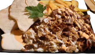 Shaorma mixtă la farfurie