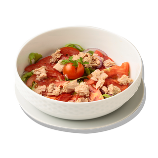 Salata de rosii, ceapa, salata verde si ton