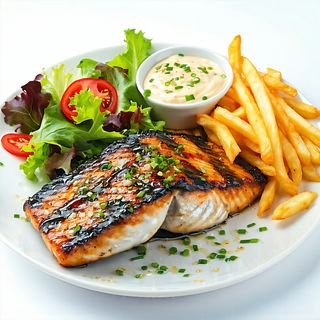 Emperador, Patatas Fritas y Ensalada