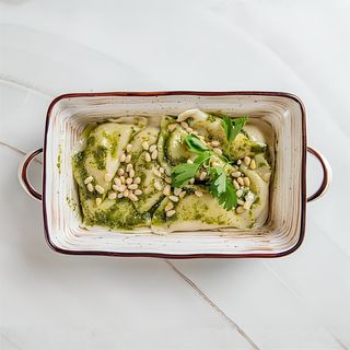 Вареники с картофелем с соусом Песто